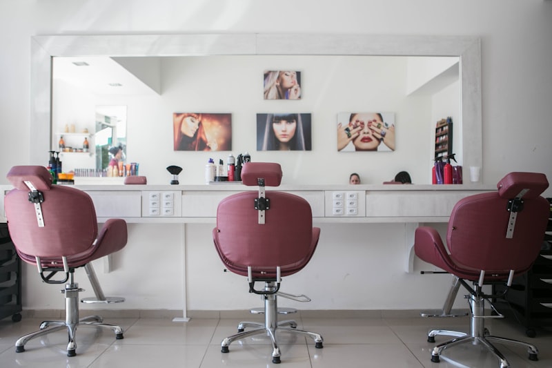 Bright modern hair salon interior with styling stations